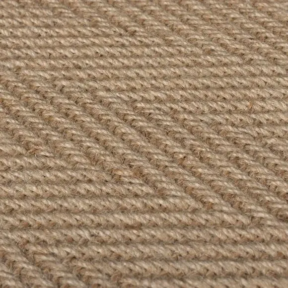 Herringbone Border Rug with Embroidery - Olive, Jute