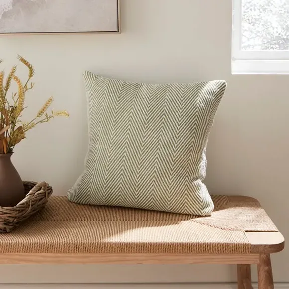 Herringbone Cushion with Filling - Fern image