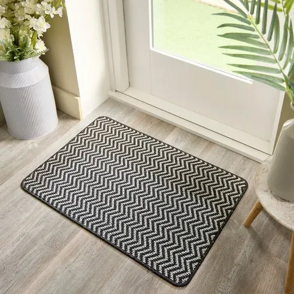 Herringbone Doormat with Anti-Slip - Monochrome image