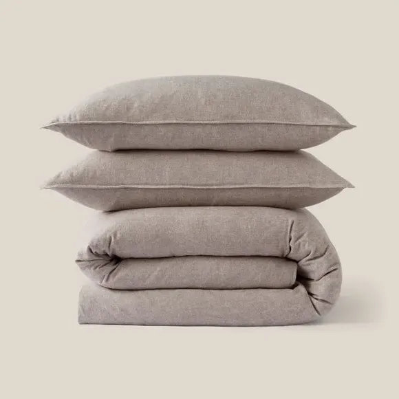 Herringbone Duvet Cover Set - Grey, Cotton