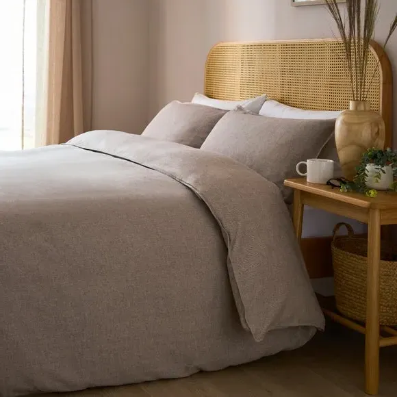 Herringbone Duvet Cover Set - Grey, Cotton