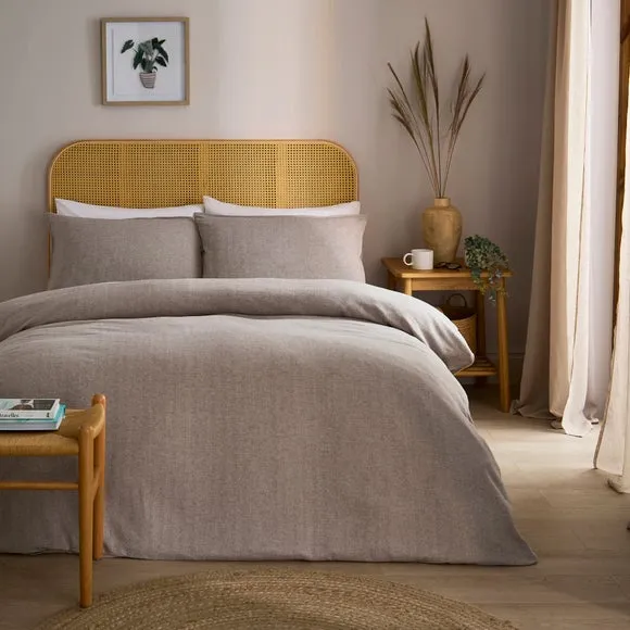 Herringbone Duvet Cover Set - Grey, Cotton