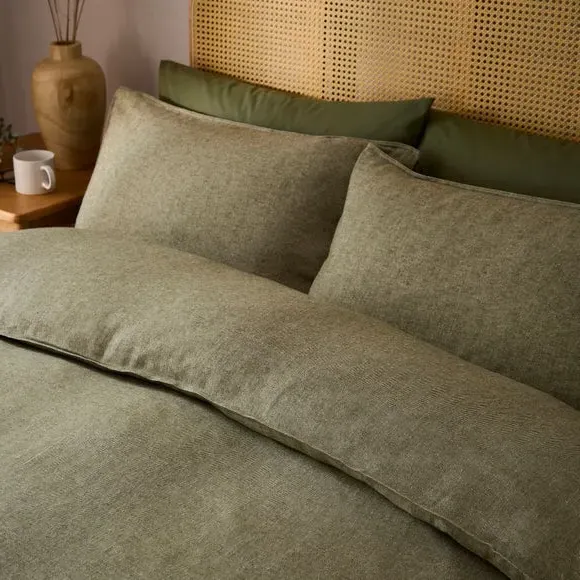 Herringbone Duvet Cover Set - Olive, Cotton