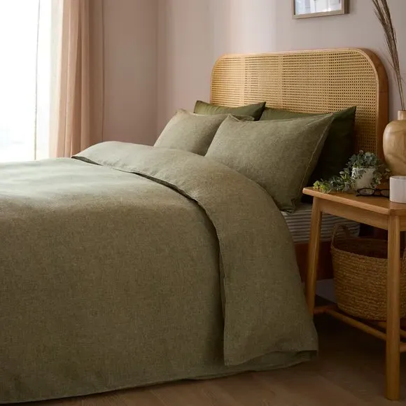 Herringbone Duvet Cover Set - Olive, Cotton