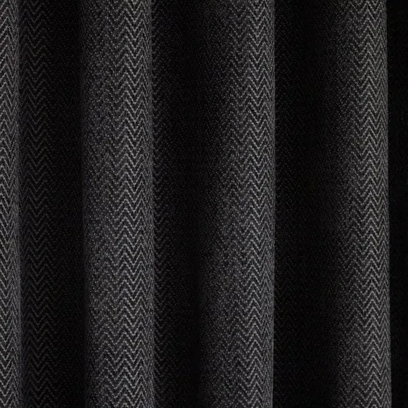 Herringbone Eyelet Curtains - Black, Chenille