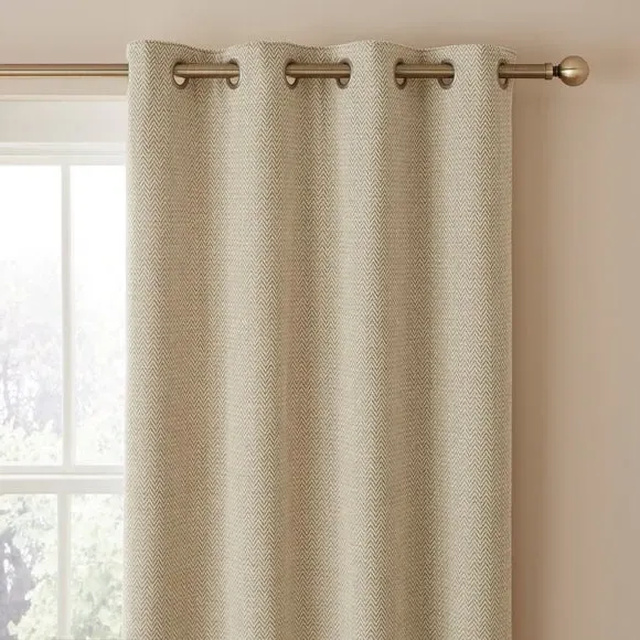 Herringbone Eyelet Curtains - Ivory, Chenille