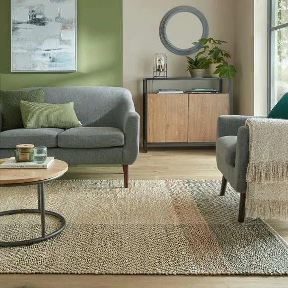 Herringbone Flatweave Rug - Green, Jute image