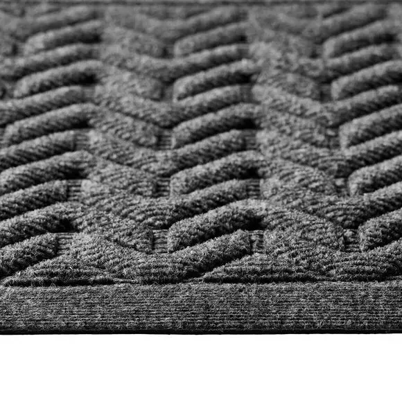 Herringbone Outdoor Doormat - Grey, Rubber
