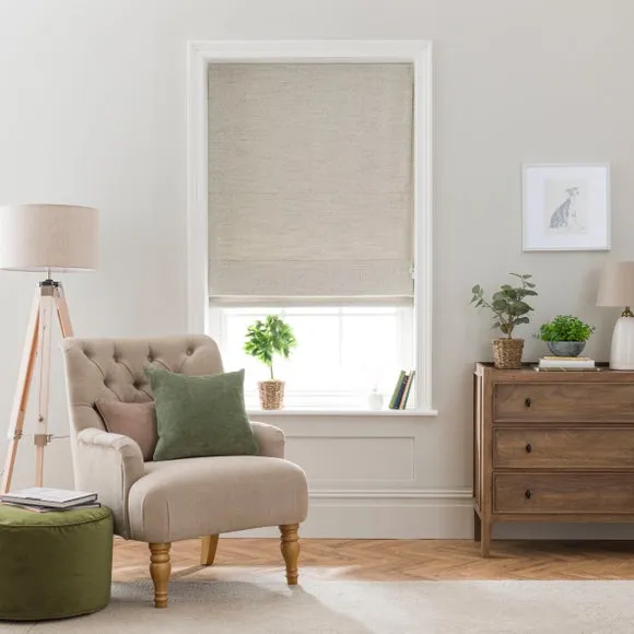 Herringbone Roman Blind with Chain - Natural