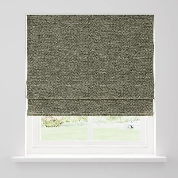 Herringbone Roman Blind with Chain - Olive