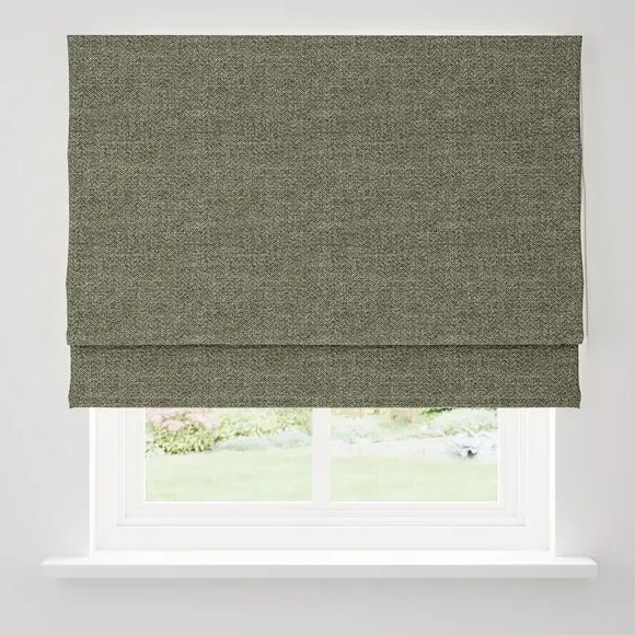 Herringbone Roman Blind with Chain - Olive