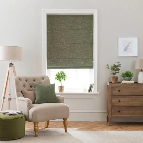 Herringbone Roman Blind with Chain - Olive image