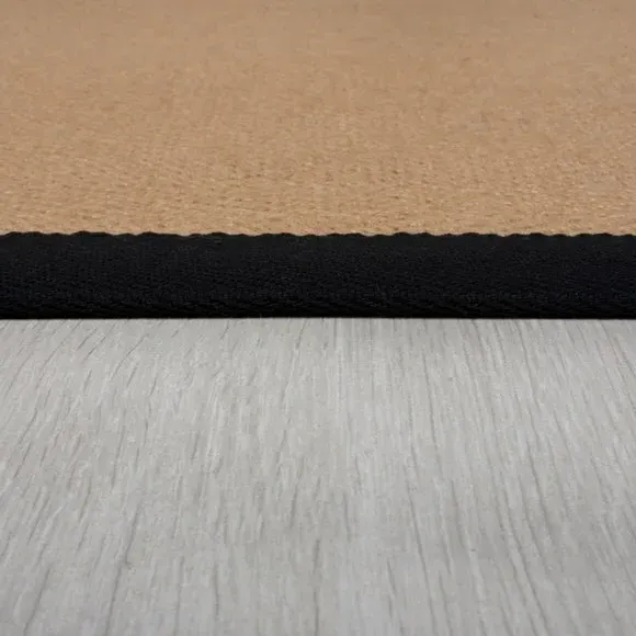 Herringbone Runner Rug with Border - Black, Jute