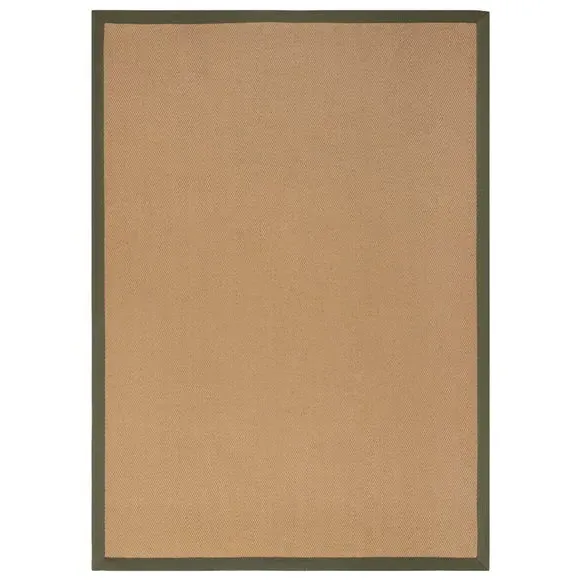 Herringbone Runner Rug with Border - Green, Jute