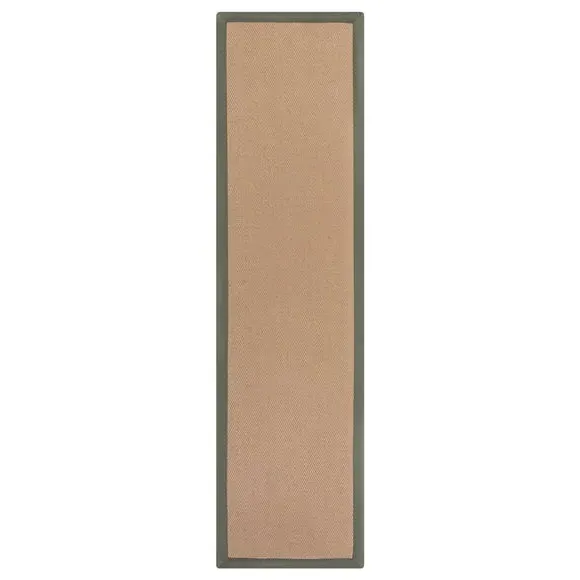 Herringbone Runner Rug with Border - Green, Jute
