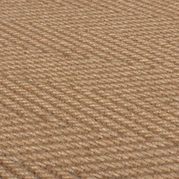 Herringbone Runner Rug with Border - Grey, Jute