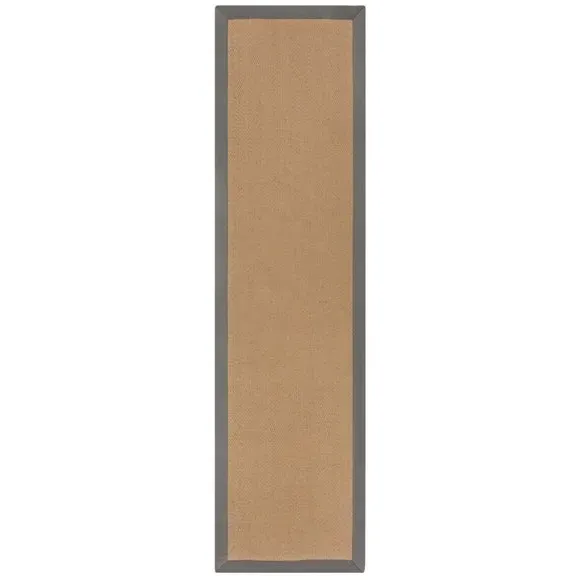 Herringbone Runner Rug with Border - Grey, Jute