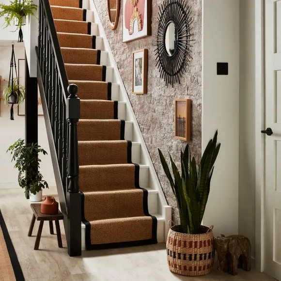 Herringbone Stair Runner - Black, Jute image