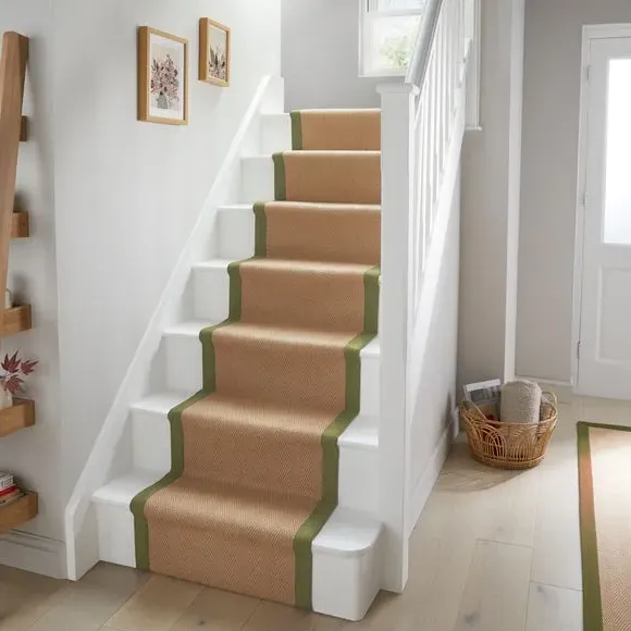 Herringbone Stair Runner - Olive, Jute