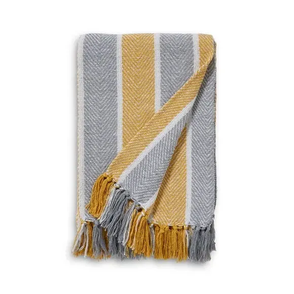 Herringbone Stripe Throw Blanket - Yellow