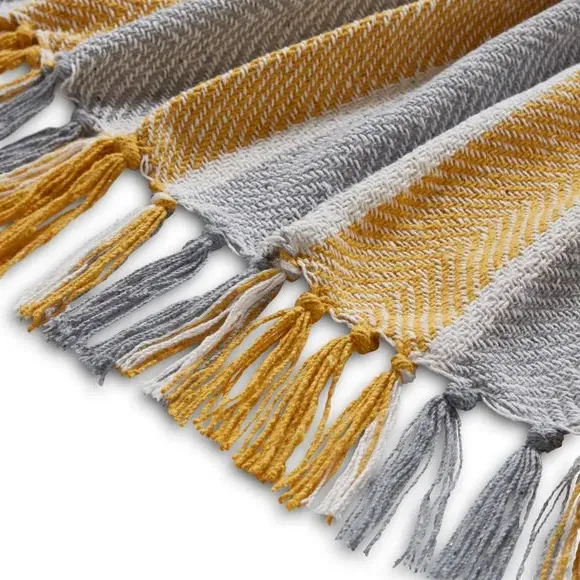 Herringbone Stripe Throw Blanket - Yellow