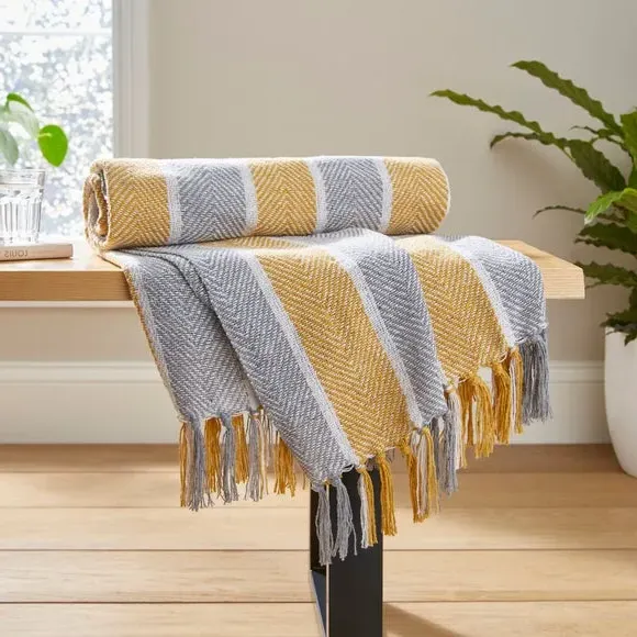 Herringbone Stripe Throw Blanket - Yellow image