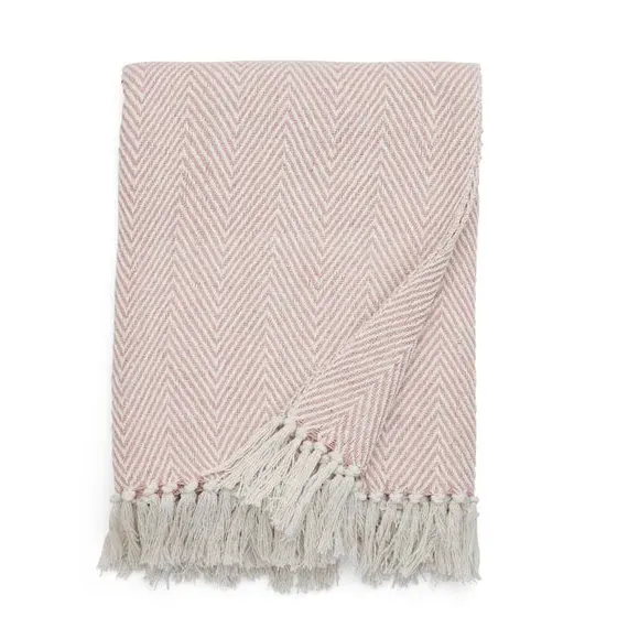 Herringbone Throw Blanket - Blush, Cotton