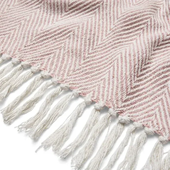 Herringbone Throw Blanket - Blush, Cotton