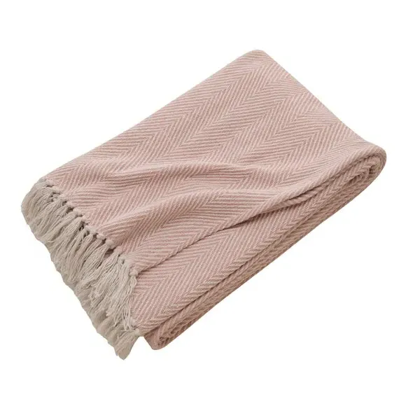 Herringbone Throw Blanket - Blush, Cotton image