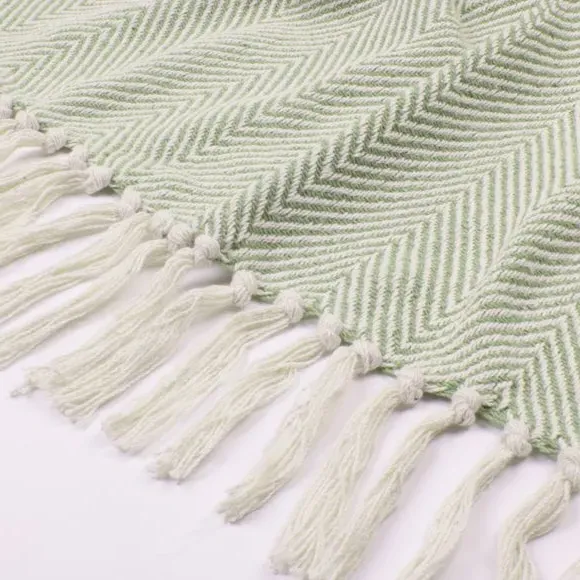 Herringbone Throw Blanket - Fern, Cotton