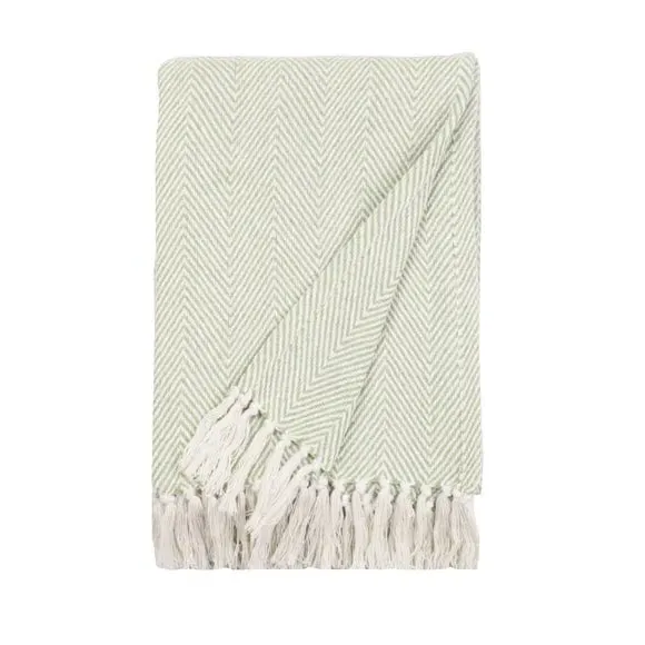 Herringbone Throw Blanket - Fern, Cotton