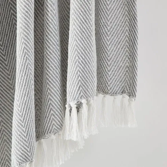 Herringbone Throw Blanket - Grey, Cotton