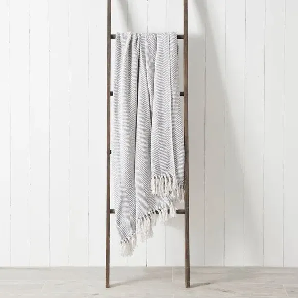 Herringbone Throw Blanket - Grey, Cotton