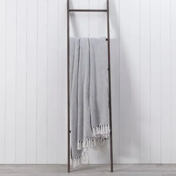 Herringbone Throw Blanket - Grey, Cotton