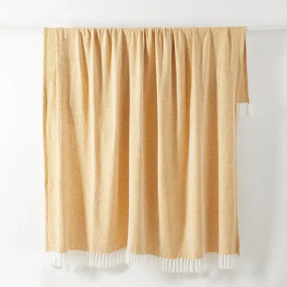 Herringbone Throw Blanket - Yellow, Cotton