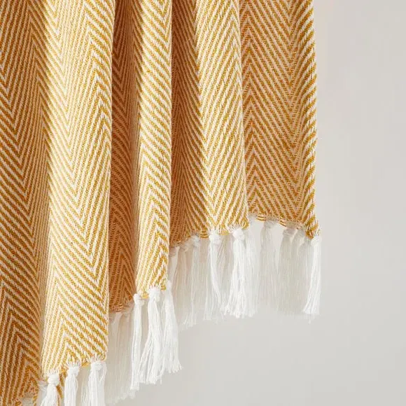Herringbone Throw Blanket - Yellow, Cotton