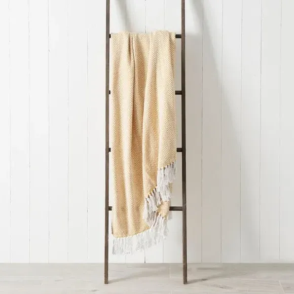 Herringbone Throw Blanket - Yellow, Cotton