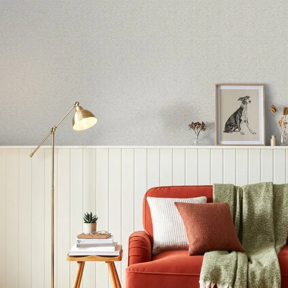 Herringbone Wallpaper with Fabric Effect - Grey