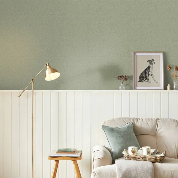 Herringbone Wallpaper with Fabric Effect - Sage