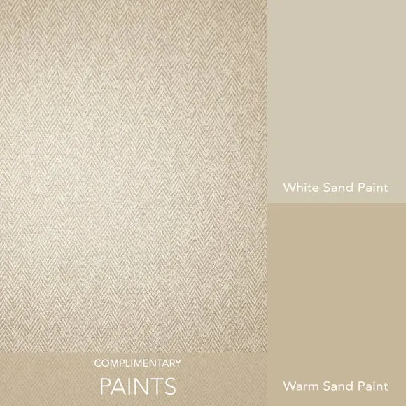 Herringbone Wallpaper with Fabric Effect - Sand