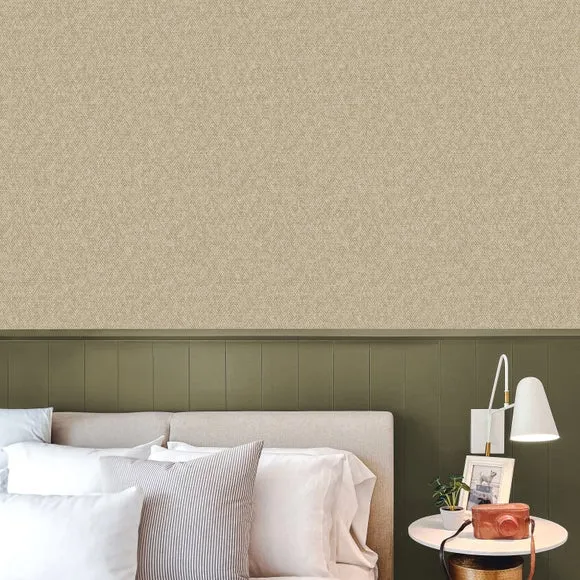 Herringbone Wallpaper with Fabric Effect - Sand