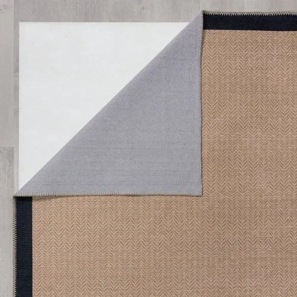 Herringbone Washable Rug - Black