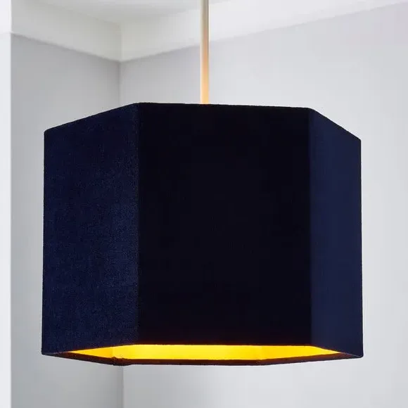 Hexagonal Lamp Shade - Navy, Velvet image