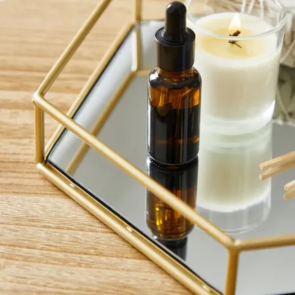 Hexagonal Tray - Gold, Glass