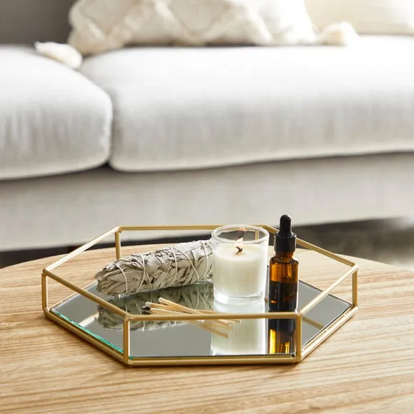 Hexagonal Tray - Gold, Glass image