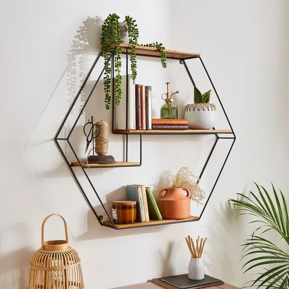 Hexagonal Wall Shelf - Black, Metal image