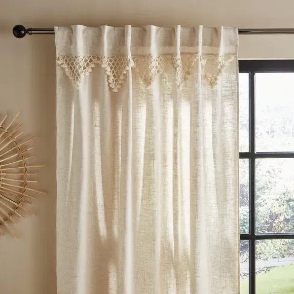 Hidden Tab Top Voile Panel - Natural, Linen Blend image