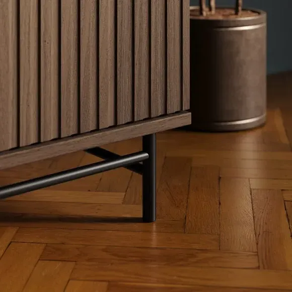 Hideaway Computer Cabinet with Keyboard Tray - Walnut