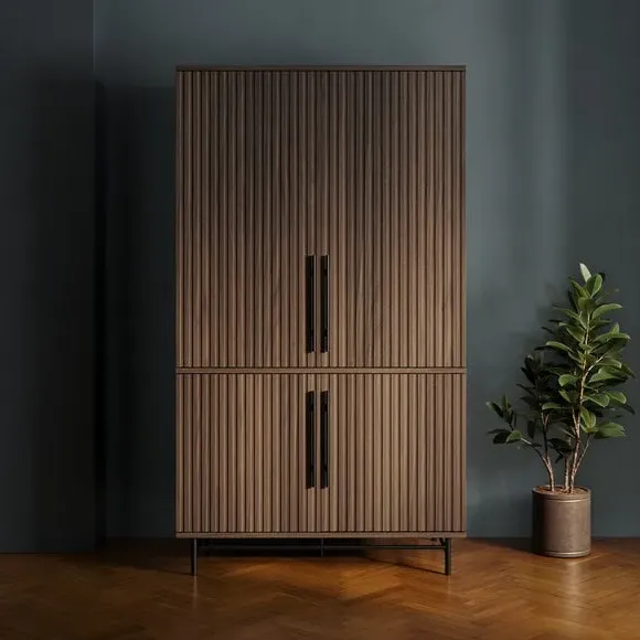 Hideaway Computer Cabinet with Keyboard Tray - Walnut