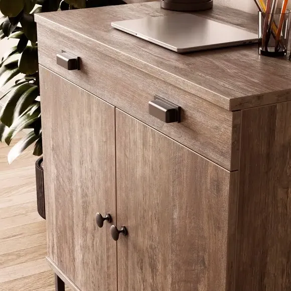Hideaway Desk with Storage - Dark Wood Effect